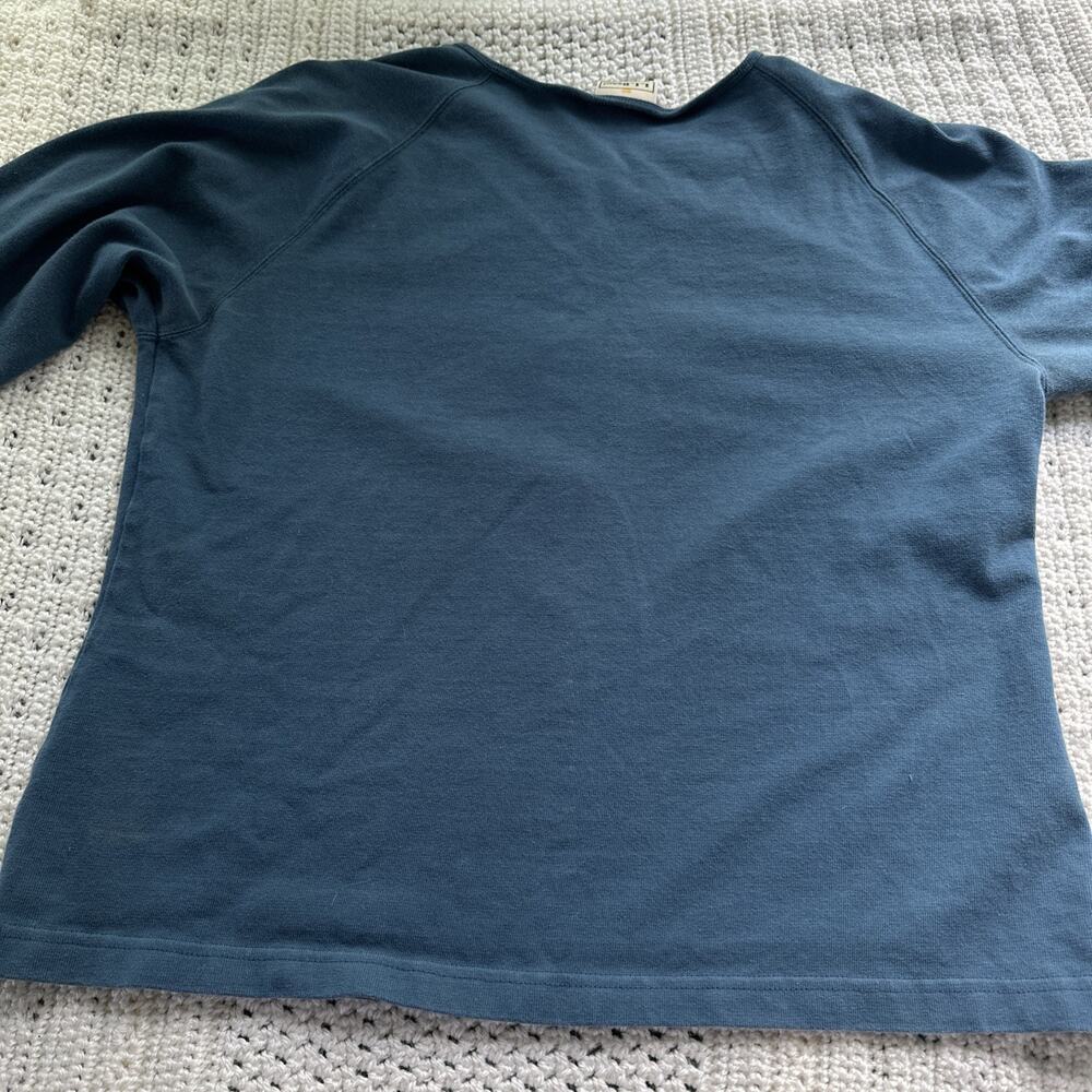 Vintage LL Bean Grandmacore Cottage Core Teal Cotton Cardigan Y2K Hook&Eye Med - Picture 6 of 13